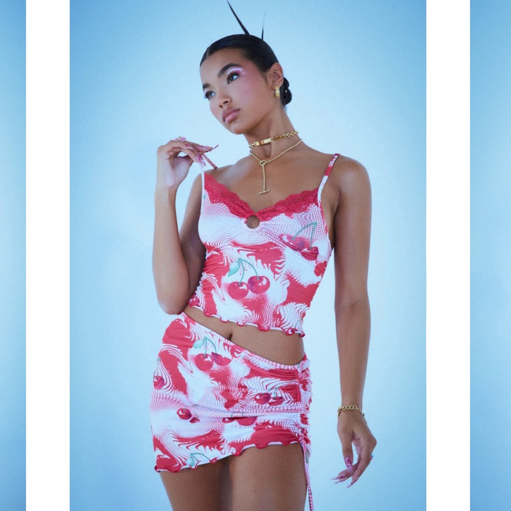 Jaded London Cherry Swirl Cami and Skirt Set